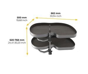 Plateaux réglables pour meuble d'angle Lake Harmony - anthracite - droite EMUCA