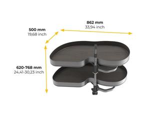 Plateaux réglables pour meuble d'angle Lake Harmony - anthracite - gauche EMUCA