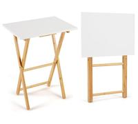 Plateaux TV pliables en bambou, lot de 2 - Blanc et naturel