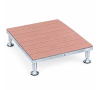 Plateforme de Extérieure en Bois Composite, pour Jardin, Piscine, Balcon | Dalle De Terrasse ExtéRieure En Composite Avec Pieds RéGlables En Hauteur(Red,25cm/9.8in)