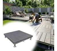 Plateforme De Patio À Profil Bas Avec Cadre Métallique Préassemblé | Dalle de terrasse extérieure en composite, pour patio, balcon, jardin et piscine(Grey,84cm/33in)