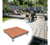 Plateforme De Patio À Profil Bas Avec Cadre Métallique Préassemblé | Dalle de terrasse extérieure en composite, pour patio, balcon, jardin et piscine(Brown,84cm/33in)