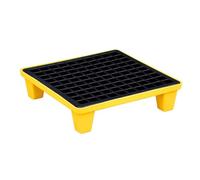 Plateforme de rétention des déversements durable - Bac en plastique étanche pour fûts industriels et stockage de liquides dangereux - Conception fiable, jaune, 60 x 60 x 15 cm, solution de s