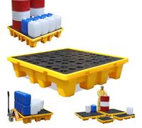 Plateforme de rétention des déversements empilable et robuste avec drain, 120 x 120 x 10 cm, bac de grande capacité pour seaux de peinture, solution de stockage de liquides sécurisée, bac de