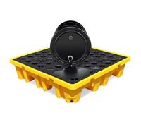 Plateforme de rétention modulaire industrielle pour entrepôts et usines, avec bac de récupération anti-fuite pour fûts et sous-sols. Plateforme anti-fuite pour liquides usés, bac de rétentio