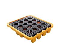 Plateforme de rétention modulaire industrielle pour fûts, bac de récupération anti-fuite, bac de drainage étanche pour entrepôts et usines, bac de rétention pour fûts, bac étanche avec grill