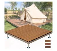 Plateforme de Terrasse Modulaire WPC, Carreaux Encastrables Réglables | Sol en Composite Bois-Plastique à Rainures, Montage DIY Facile pour Camping, Jardin, Scène(Natural,84cm/33in)