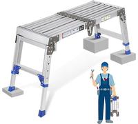 Plateforme de travail améliorée pour escaliers de Work & Access, jusqu'à 362 kg, plateforme de travail, échelle à marches réglable en aluminium avec verrous de sécurité, palier
