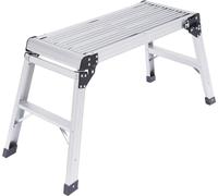 Plateforme de travail LX-1 - Escabeau pliant - Alliage d'aluminium - Grande surface d'appui antidérapante 76 x 30 cm - Charge maximale 150 kg - 108 x 41 x 50 cm - Argent