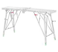 Plateforme de travail pliable - Échafaudage en acier réglable en hauteur - Longueur : 140 cm - Capacité de charge : 150 kg - Portable - Pour la pose de cloisons sèches et les travaux de peinture