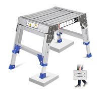 Plateforme de Travail Réglable en Aluminium, Repose-Pieds Réglable en Hauteur à 3 Positions (32-42 cm), Escabeau pour Maison, Bureau et Garage, Échelle à Marches avec Verrous de Sécurité