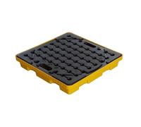 Plateforme empilable de rétention des déversements pour demi-fûts, bac de stockage d'huile industriel avec accès pour chariot élévateur, palette modulaire pour garage - Jaune, 2 pièces, 61 x