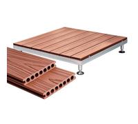 Plateforme Extérieure en Bois, Estrade Surélevée à Lattes Drainantes | Dalle de terrasse extérieure en composite avec pieds réglables en hauteur, pour patio, balcon(Redwood)