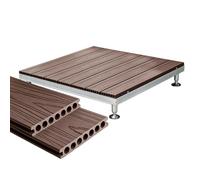 Plateforme Extérieure en Bois, Estrade Surélevée à Lattes Drainantes | Dalle de terrasse extérieure en composite avec pieds réglables en hauteur, pour patio, balcon(Rosewood)