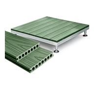 Plateforme Extérieure en Bois, Estrade Surélevée à Lattes Drainantes | Dalle de terrasse extérieure en composite avec pieds réglables en hauteur, pour patio, balcon(Green)
