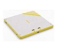 Plateforme flottante ultra-stable 1,8×1,5 m-Antidérapante, résistante-Avec échelle, ancre, PVC portable-piscine/lac/bateau Blanc, Jaune