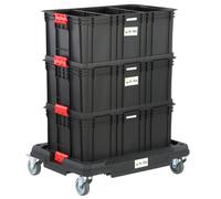 Plateforme mobile à 4 roues avec 3 grands bacs, ensemble, hauteur 77 cm, série Modular Basic