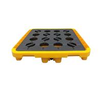 Plateforme modulaire de rétention des déversements avec évacuation et passages pour chariot élévateur, plateau à grille empilable pour la sécurité industrielle, gestion efficace des déversem