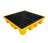 Plateforme modulaire de rétention des déversements, bac en polyéthylène étanche avec grille supérieure plate pour entrepôts et ateliers, 120 x 120 x 10 cm, solution durable de contrôle des d