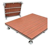 Plateforme Modulaire Surélevée en WPC, Kit de Terrasse Flottante 84cm | Pieds Réglables en Hauteur, Antidérapante Imperméable, pour Jardin Camping Sols Irrégulier(Rouge)