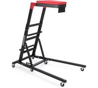 Plateforme motorisée - Support mobile supérieur - Réglable en hauteur de 122 à 168 cm - Capacité de charge : 181 kg - Pliable - 6 roulettes pivotantes - Rembourrage épais - Poche à outils - Noir