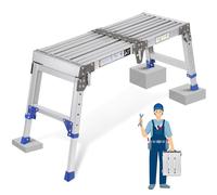 Plateforme pliable améliorée, échelle de plateforme de travail professionnelle réglable en aluminium avec verrouillage de sécurité, échelle portable 84 x 30 x 51 cm, capacité de charge jusqu'à 362