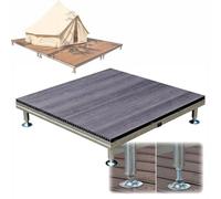 Plateforme SuréLevée en Bois Composite pour Terrasse, Pelouse et Camping | Dalles Modulaires Emboîtable, Imperméable Antidérapante, Structure Métallique, Hauteur Réglable(Gray,84x84x40cm)