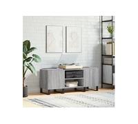 Platenkast 121x38x48 cm bewerkt hout grijs sonoma eikenkleurig831690