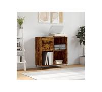Platenkast 84,5x38x89 cm bewerkt hout gerookt eikenkleurig831769