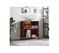 Platenkast 84,5x38x89 cm bewerkt hout gerookt eikenkleurig831785
