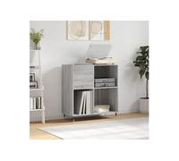 Platenkast 84,5x38x89 cm bewerkt hout grijs sonoma eikenkleurig831770
