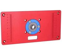 Platine d'insertion pour table de fraisage, en aluminium, dimensions 235x120x8 mm, de couleur rouge, avec 2 anneaux