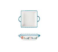Plats de cuisson Plat de cuisson carré Double oreille, bol riz, assiette alimentaire occidentale domestique, four plats spéciaux, légumes(Light blue)