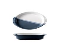Plats de cuisson Plat de cuisson créatif en céramique, assiette riz cuit au fromage, binaurale for micro-ondes, légumes, vaisselle, bol domestique(Blue,14inches)
