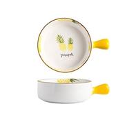Plats de cuisson Plat de cuisson créatif for fromage et riz, assiette à poignée en céramique, bol domestique, four, ustensiles spéciaux, vaisselle(Yellow)