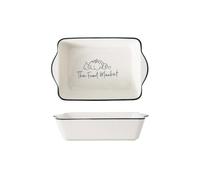 Plats de cuisson Plat de cuisson rectangulaire en céramique, poêle à riz cuit au fromage, occidentale, bol multifonctionnel Double oreille for la maison