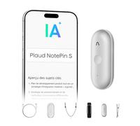 Plaud NotePin S Enregistreur Vocal IA avec Bouton Tactile Prise de Notes IA Transcription Résumé IA & Team Plan Dictaphone Enregistreur Numérique pour Réunions Interviews avec 4 Accessoires Argent