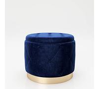 PLAYBOY 677204BL Liz Pouf avec Espace de Rangement et Pied en métal doré