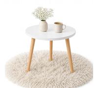 PlayPals Table d'appoint blanche ronde 40 cm - Petite table basse scandinave, table de salon, pieds en bois, table de canapé moderne en bois MDF