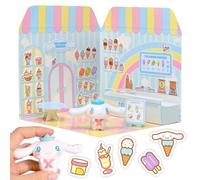 Playset Cinnamoroll Ice Cream Parlour 40+ Stickers et Figurine 3D Maison Restaurant Autocollants réutilisables Kawaii Foodcourt Sticker House Comansi