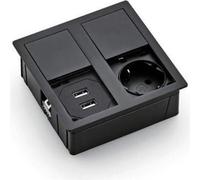 PLAZA 2 USB Élément de prise noir mat - Schuko 1x et 2x USB / Prises de courant / Port USB