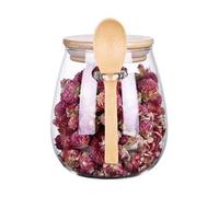 Plcnn Lot de 2 Bocaux en Verre avec Couvercle Hermétique et Cuillère, Bocal de Stockage des Aliments en Verre, Ensemble de Boîtes en Verre Transparentes pour Bonbons, Biscuits, Thé, Café,(600ML)