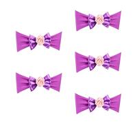 PLCPDM 5 pièces élastique Chaise nœud Papillon Cravate avec Fleur de Rose Artificielle Chaise Bande Ceinture pour réception de Mariage Banquet décorations Band Bowknot Tie