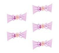 PLCPDM 5 pièces élastique Chaise nœud Papillon Cravate avec Fleur de Rose Artificielle Chaise Bande Ceinture pour réception de Mariage Banquet décorations Band Bowknot Tie