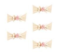 PLCPDM 5 pièces élastique Chaise nœud Papillon Cravate avec Fleur de Rose Artificielle Chaise Bande Ceinture pour réception de Mariage Banquet décorations Band Bowknot Tie
