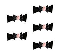 PLCPDM 5 pièces élastique Chaise nœud Papillon Cravate avec Fleur de Rose Artificielle Chaise Bande Ceinture pour réception de Mariage Banquet décorations Band Bowknot Tie