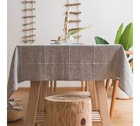 Plenmor Nappe Carrée 150 x 150 cm, Nappe Lin Nappe Picnic Tissu pour Salle à Manger, Exterieur, Picnic, Anniversaire, Automne, Noel (Grille Grise)