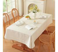Plenmor Nappe Carrée Blanche 150 x 150 cm, Nappe Lin Nappes Tissu pour Salle à Manger, Exterieur, Picnic, Anniversaire, Automne, Noel, Halloween