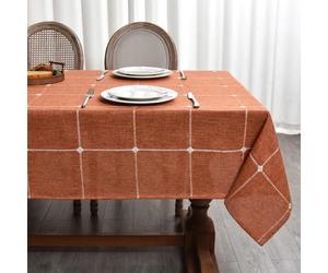 Plenmor Nappe Carrée Orange 150 x 150 cm, Nappe Orange Lin Nappes Tissu pour Salle à Manger, Exterieur, Picnic, Anniversaire, Automne, Noel, Halloween