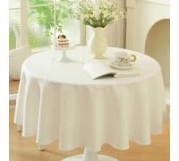 Plenmor Nappe Ronde Blanche 150 cm, Nappes Lin Nappe Tissu Extérieur pour Salle à Manger, Exterieur, Picnic, Anniversaire, Automne, Noel, Halloween